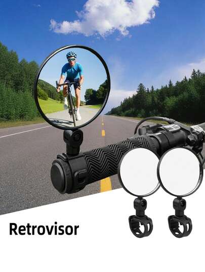 Espejo de bicicleta universal - Montaje giratorio de 360° para manillar de bicicletas de montaña/scooters eléctricos - Espejo de visión amplia con abrazadera de instalación rápida (2 piezas/1 pieza)