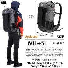 Naturehike Rock40L 60L+5L Internal Frame Hiking Backpacking Backpack Camping Waterproof Bag Ultralight Outdoor Daypack With Rain Cover For Hiking Backpacking Camping Survival - 605Lupdated - View 3