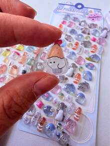 可爱卡通幽灵3D贴纸，环氧树脂水晶贴纸，可用于装饰手机、记事本、杯子等，贴纸艺术 - 彩色 - 查看 2