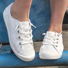 New Women's Low-Top Lace-Up Shoes, Casual, Stylish, Plus-Size, Simple And Versatile Outdoor Sports Shoes, A Must-Have For Outdoor Fitness And Jogging. - 白色 - 查看 2