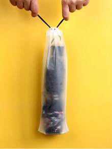 5 piezas Bolsas de almacenamiento de paraguas de plástico semitransparente mate, fundas reutilizables y portátiles para paraguas con cordón, bolsas de almacenamiento para el hogar, organizadores de paraguas de plástico transparente con cremallera, reutilizables y portátiles - Multicolor - Ver 8