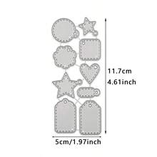 Khuôn cắt kim loại nhiều hình dạng, thích hợp cho việc tự làm sổ lưu niệm, album ảnh, trang trí thiệp giấy, dập nổi, cắt khuôn - Bạc - Xem 10