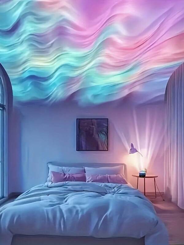 1 pieza Proyector de cielo estrellado de Luces del Norte, Luz nocturna LED de cambio de color, Lámpara de proyección RGB con control remoto alimentada por USB, Efectos multicolor, Decoración electrónica para sala de estar y dormitorio, Regalo de lámpara de proyección multifuncional