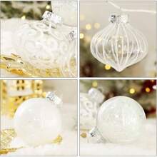 60MM2.36 Ornaments Set, 30pcs Green Ornaments Shatterproof Decorative Baubles Xmas Tree Ornament Decorations Balls Wedding Holiday Party Indoor Outdoor Decor - 白色1 - 查看 5