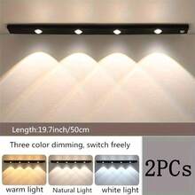 1个/2个智能LED人体感应灯,USB充电式PIR壁灯,超薄猫眼山墙灯条,3种照明模式可调,适用于厨房、衣柜、酒柜、鞋柜、卧室照明