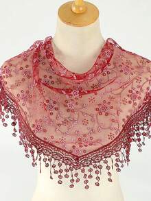 Bộ 1 khăn choàng cổ và khăn trùm đầu ren hoa mới năm 2026, nhẹ và thoáng khí, phù hợp cho đám cưới, tiệc tùng, buổi tối và đi biển. - màu đặc - Xem 18