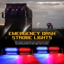2 In 1 Interior Windshield Strobe Lights -48-LED Emergency Dash Hazard Warning Safety Flashing Traffic Advisor Lights For Construction Vehicles, Trucks, Tow Cars, Amber White-Car Decor\Car Stuff\Car Acessesories\Car Accessories\Car - Red and Blue - View 3