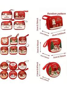 四件套圣诞化妆包套装，圣诞老人雪人图案零钱包和化妆包，适合女性和女孩的派对礼物，2025年圣诞礼物之选，款式多样，颜色丰富，惊喜送货 - 彩色 - 查看 8