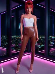 Women Leggings - Coffee Brown - View 1
