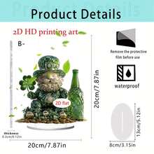 1/3件装亚克力四叶草装饰品，波西米亚风格，带巫师帽和小矮人图案，适合家居、办公室、爱尔兰主题幸运装饰，2D - 多色 - 查看 12