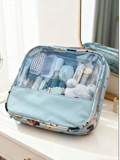 12-piece baby care kit with carrying bag: includes nail clippers, aspirator, and other daily care items.