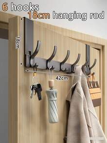 New No-Drill Door Hook, Over-The-Door Hanging Rack, Extended Length Door Mounted Clothes Hanger, Essential For Hanging Clothes. Ideal For Bedroom Storage. - Multicolor - View 15