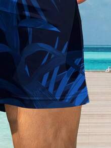 Plus Size Men's 3D Tropical Plant Print Beach Shorts/Swim Trunks, Summer - Multicolor - View 4