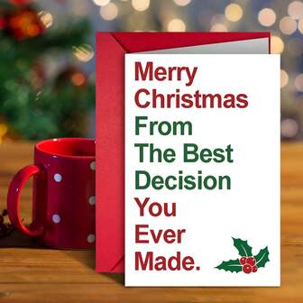 1 Set Christmas Simple Style Greeting Card, Mistletoe And Words Theme Cards, Kraft Paper Blessing Message Card, Assorted Holiday Cards, Holiday Party Favors For Loved Ones, Friends And Family, Unique Christmas Card, Perfect For Sibling Celebration, Distance Gifting & Party Hand-Delivery, Birthday Card, One Card With One Red Envelope