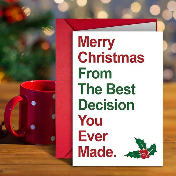 1 Set Christmas Simple Style Greeting Card, Mistletoe And Words Theme Cards, Kraft Paper Blessing Message Card, Assorted Holiday Cards, Holiday Party Favors For Loved Ones, Friends And Family, Unique Christmas Card, Perfect For Sibling Celebration, Distance Gifting & Party Hand-Delivery, Birthday Card, One Card With One Red Envelope