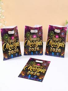 50个新年快乐礼品袋，彩色烟花图案礼品包装袋，新年派对回礼袋，2026新年装饰，新年小礼品袋，新年购物袋，新年厨房包装用品，新年家居收纳袋，新年家居用品袋，新年房间装饰，派对回礼 - 新年煙火 - 查看 9