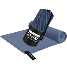 2/1 khăn tắm sợi nhỏ siêu thấm hút dùng cho bãi biển/bơi lội, khăn tắm bãi biển mềm mại hai mặt bằng vải nhung khô nhanh, khăn tập yoga/gym thể thao cầm tay màu trơn, đồ dùng cần thiết cho bãi biển, phụ kiện bãi biển, phao bơi - Màu xanh hải quân - Xem 17