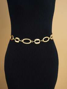 17KM 1pc Simple Fashionable Vintage Metal Hollow Square Waist Chain, Suitable For Women, Couples, Vacation, Date, Casual Dress, Wedding, Christmas Gift - Yellow Gold - View 15