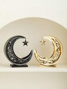 1个月亮烛台，金属材质，奢华风格，优雅精致，茶蜡烛台及装饰品，家居装饰，完美礼品之选，适合节日派对、家庭、酒店、餐厅、客厅、桌面装饰 - 彩色 - 查看 5