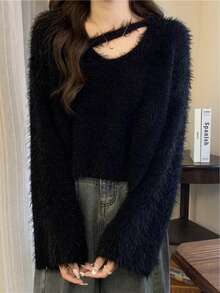 Women Knit Tops - Black - View 3