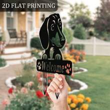 1 قطعة، لوحة ترحيب بشكل كلب السلق من الأكريليك للحديقة والديكور الخارجي، ديكور الباتيو، زخرفة العشب، مناسبة لعيد الميلاد والسنة الجديدة، لا تحتاج إلى طاقة - الأسود - مشاهدة 5