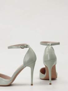 Women's Hollow Out Pointed Toe Slingback High Heel Sandals - Grey - View 3