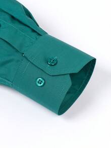 Men's Microelastic Dress Shirt For Work And Everyday Wear - Dark Green - View 3