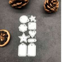 Khuôn cắt kim loại nhiều hình dạng, thích hợp cho việc tự làm sổ lưu niệm, album ảnh, trang trí thiệp giấy, dập nổi, cắt khuôn - Bạc - Xem 9