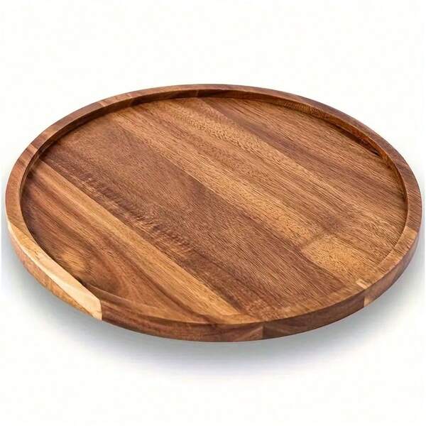 1 Peça Prato de Madeira, Prato de Jantar, Prato Redondo de Madeira de Jacarandá, Prato Clássico Inquebrável, Fácil de Limpar e Leve, Adequado para Queijo, Aperitivos, Sobremesas, Bandeja de Servir, Banheiro ou Bancada de Cozinha, Decoração Doméstica, Mesa de Centro - Ideal para Jantar de Natal, Halloween, Ação de Graças, Lanches, Sobremesas, Presente de Inauguração, Natal