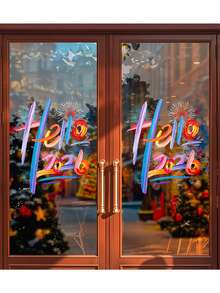 1 Sheet New Year Sticker, Festive Decoration, Hello 2026 Sticker, Window Decoration Sticker