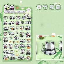 Pegatinas de panda de dibujos animados en 3D con relieve de cristal, pegatinas decorativas lindas para niñas, teléfonos - Multicolor - Ver 13