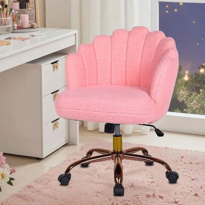 1 silla de maquillaje de lujo multifuncional, silla de oficina, silla de ocio, rotación de 360 ​​° - Elegante silla de maquillaje para dormitorio, altura ajustable, equipada con patines para ir en cualquier dirección, respaldo de silla de diseño ergonómico, cojín cómodo, respaldo de silla en forma de pétalo adecuado para mujeres, cómoda silla de belleza, mesa de maquillaje de estilo, mesa de uñas y uso doméstico, un regalo considerado para esposa, novia, amigas