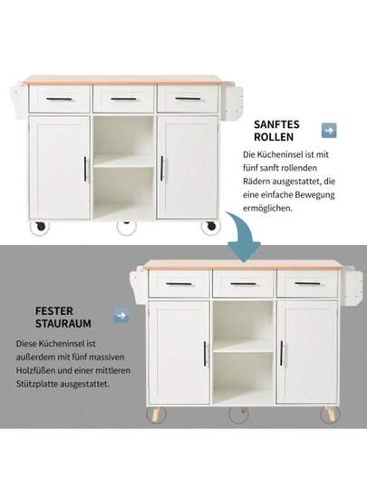 139x46(71)X91.5cm Dining Trolley/Sideboard, Black Body + Solid Wood Grain Worktop, Fold-Down Worktop, Storage Door, Casters, Replaceable Solid Wood Feet, Suitable For Dining Room, Kitchen. 139x46(71)X91.5cm Serving Trolley/Side Cabinet, Grey Solid Wood Veneer For The Body + White Marble Veneer Decoration For The Worktop, Cabinet/Fold-Down Worktop/Storage Doors/R view 6
