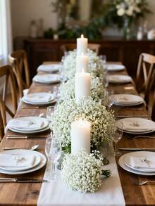 12/6pcs Artificial Baby's Breath Flowers, White Baby's Breath, Wedding Decor, Stem Bouquet, Realistic Touch, Suitable For Home & Office Decor, Flower Arrangement, Artificial Center Piece, Outdoor Garden & Yard Decor, Wedding Birthday Bride Gift Party Decoration - White - View 2