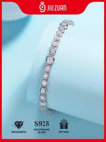 925 Sterling Silver Moissanite Tennis Bracelet, Luxurious & Fashionable For Women, Suitable For Engagement, Wedding, Confession, Gifting To Friends & Lovers, Fashion Parties, Mother's Day - Bracelet - View 2