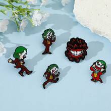Warner Bros 1/5 Pcs Cartoon Anime Brooch Set Personalized The Joker Character Shaped Enamel Pin Metal Badge Jewelry Clothing Backpack Accessories Gift For Friends - One Size - View 5