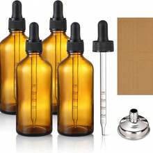 AOZITA 4 Pack 100ml Leakproof Dropper Bottles With Funnel Labels Dark Amber Glass Essential Oils Bottles For Personal Care Health Beauty 3.4oz Thick Glass Tincture Bottles With Eye Droppers Storage - 彩色 - 查看 9