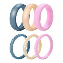 Rofusn Women's Silicone Wedding Ring: Stackable Rubber Band With Ergonomic Design - Essential For Sports Training - C - Xem 21
