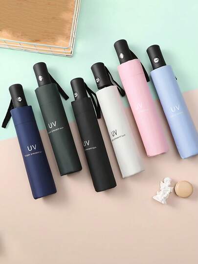 Unisex, Available In 8 Colors (Black/Navy/Pink/Green, Etc.), Automatic Open And Close Umbrella, Spring Steel Fabric And Iron Frame, UPF50+ Sun And Wind Protection, Portable Folding Umbrella, Suitable For Daily Commuting, Student Use, Travel Essentials, And Outdoor Hiking.