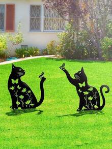 1pc Ornamental Garden Stake, Creative Metal Cute Dog And Butterfly Shaped Yard Decor, Home And Living, Outdoor And Garden, Patio And Garden Decor, Suitable For Outdoor Activities, Home Events, Birthday, Wedding, Party, Etc.