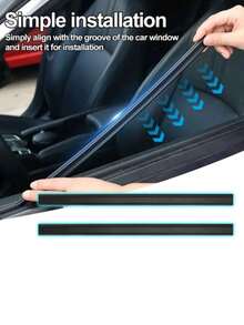 1/2Pcs Car Universal Side Window Wipers Removes Water Mist And Rainwater From The Window Glass With Double Scraping Rubber Strips, Removal Window Glass Wiper General Wiper Wiper Blade Rubber Strip Wiper Car Supplies - Black - View 2