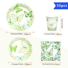 Green Butterfly 10-Guest Disposable Tableware Set, Including Plates, Napkins And Cups, Suitable For Parties, Birthdays, Weddings, Family Picnics - Multicolor - View 2