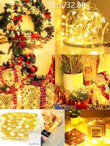 Dây đèn LED bằng đồng dài 1/3/5/10m, chạy bằng pin, dùng để trang trí trong nhà/ngoài trời, thích hợp cho phòng ngủ, tường phòng, tiệc cưới, lều cắm trại, sân vườn, cây thông Noel và nhiều nơi khác. - dây đồng - Xem 20