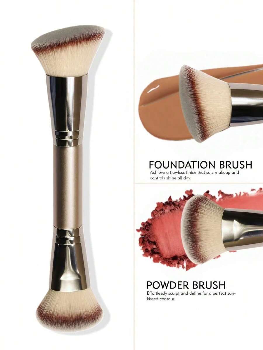 1 Peça Pincel de Maquiagem de Duas Pontas, Pincel de Base, Pincel de Pó, Pincel de Blush, Pincel de Maquiagem Multifuncional, Ferramentas de Maquiagem para Mulheres, Pincel de Base, Pincel de Corretivo, Pincel de Blush, Pincel de Contorno, Pincel de Blush, Pincel de Bronzer, Pincel de Pó, Pincel de Base, Pincel de Blush