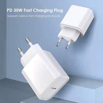 Carregador de Parede com Carregamento Rápido PD 30W Compatível com iPhone 17 Pro Max/17 Pro/17/Air/16/15/14/13/12/11/XS/XR/8/7/6, S25/S24/S23/S22/S21/S20, Série iPad