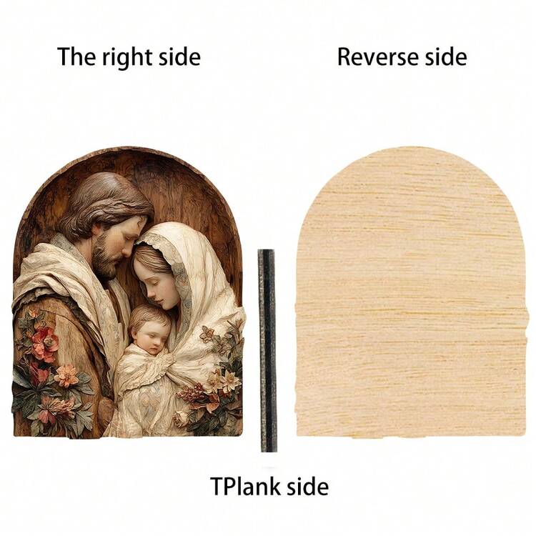 1 Piece Of Religious Themed Wooden Wall Decoration, Retro Antique Craftsmanship, Creating A Religious Atmosphere For Spring Homes, Decorating The Living Room With Religious Beliefs And Wall Decorations - Multicolor-round Rubber - View 6