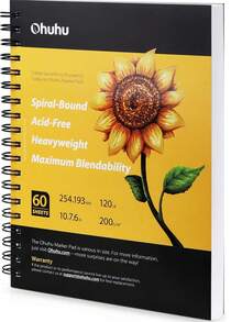 Ohuhu Marker Pads Art Sketchbook, 7.6"X10" Large Paper Size, 120LB/200GSM Heavy Smooth Drawing Papers, 60 Sheets/120 Pages, Spiral Bound Sketch Book For Alcohol Markers Christmas Gift - 7.6"x10" - 查看 1