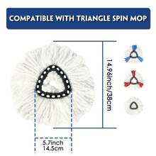 Spin Mop Refill With Mop Base,6 Pack Fit O-Cedar Easy Wring Spin Mop Replacement Heads - Microfiber Replacement Mop Head Refills For Triangle Spin Mop - 紅白色 - 查看 3