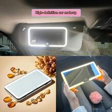 This Car Vanity Mirror Features 3 Lighting Modes, A Portable LED Design, A White Exterior With A High-Definition Protective Film, A Dimmable Touchscreen, And USB Charging. - White - 查看 6