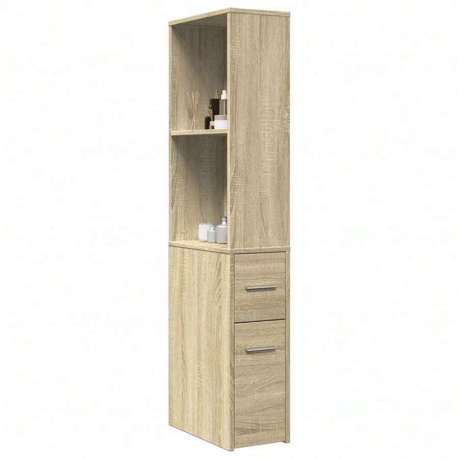 vidaXL Schmaler Badschrank Mit Rollen, Sonoma-Eiche Holzwerkstoff - Giallo - Visualizzare 1